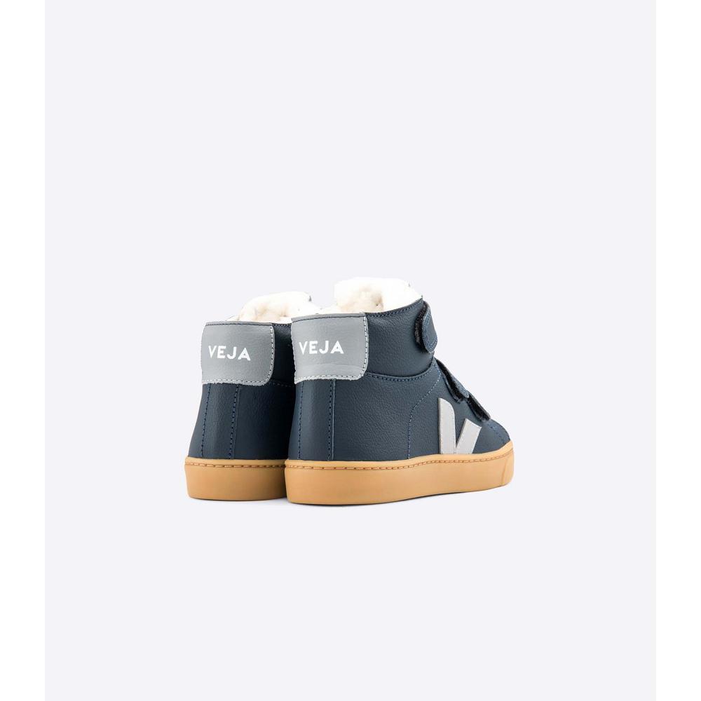 Veja ESPLAR MID FURED LEATHER Hoog Kinderen Donkerblauw | NL 686EBC